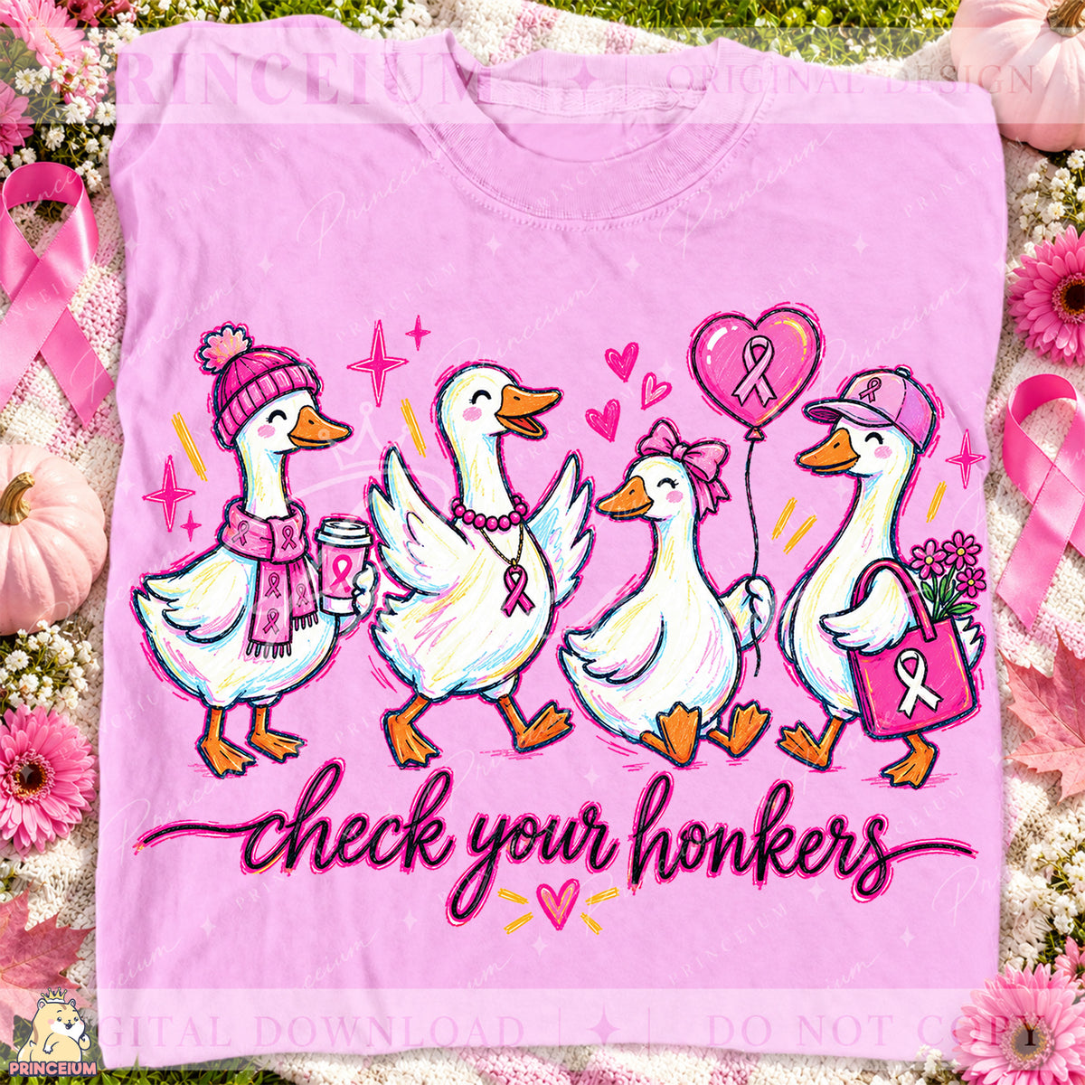 Check Your Honkers PNG Cute Goose Breast Cancer Awareness Design