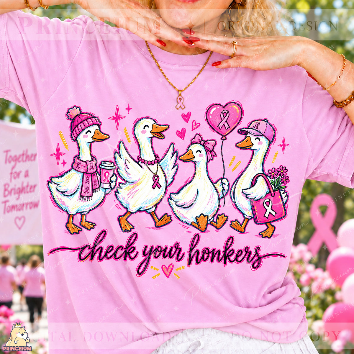 Check Your Honkers PNG Cute Goose Breast Cancer Awareness Design