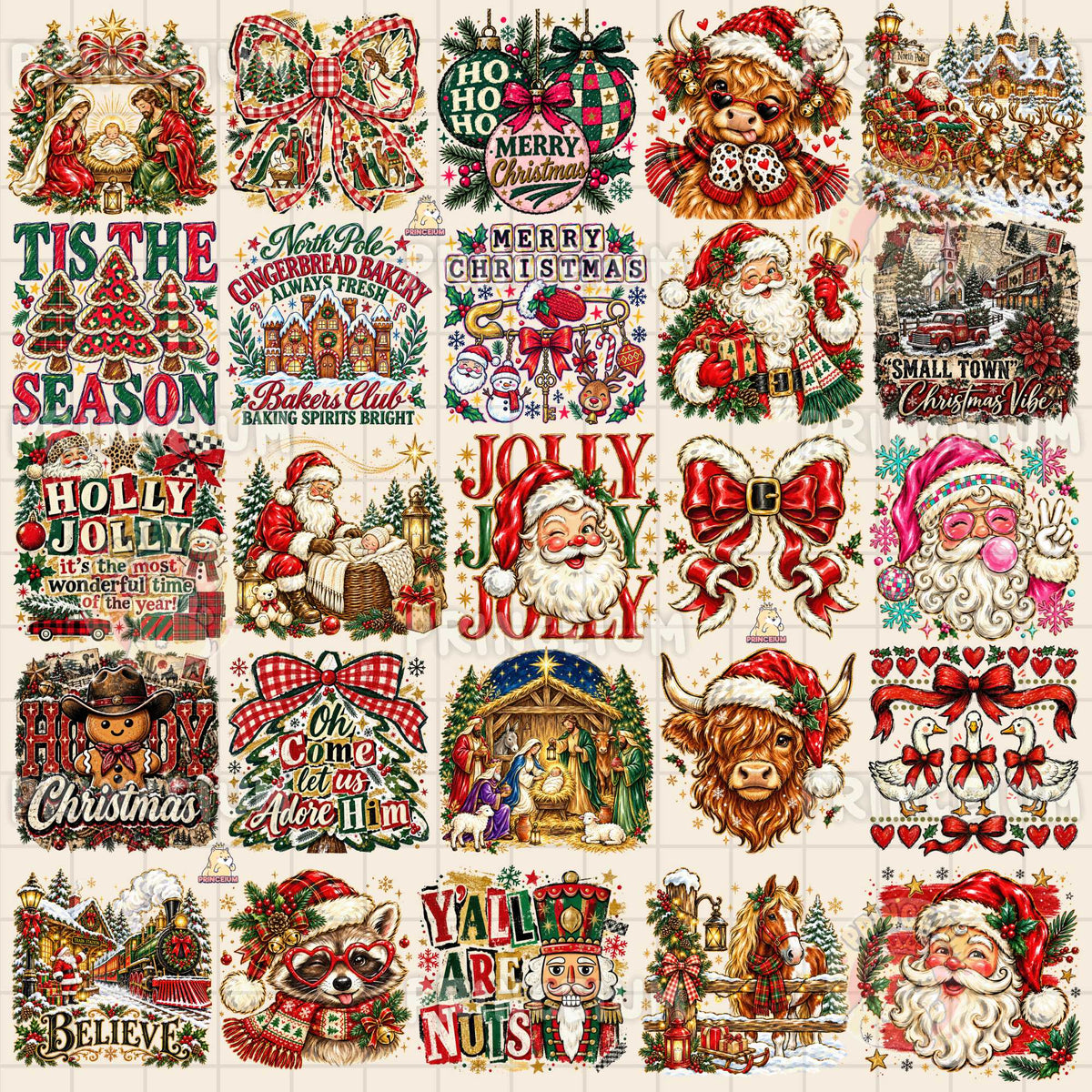 Merry Christmas PNG Bundle  Festive Holiday Designs | Instant Digital Download