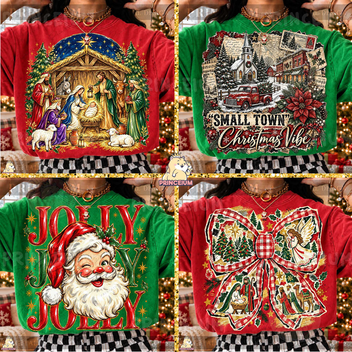 Christmas PNG Bundle Vintage Santa Nativity & Festive Holiday Designs