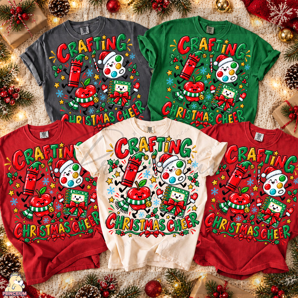 Crafting Christmas Cheer PNG Cute Art Supplies Teacher Holiday Design
