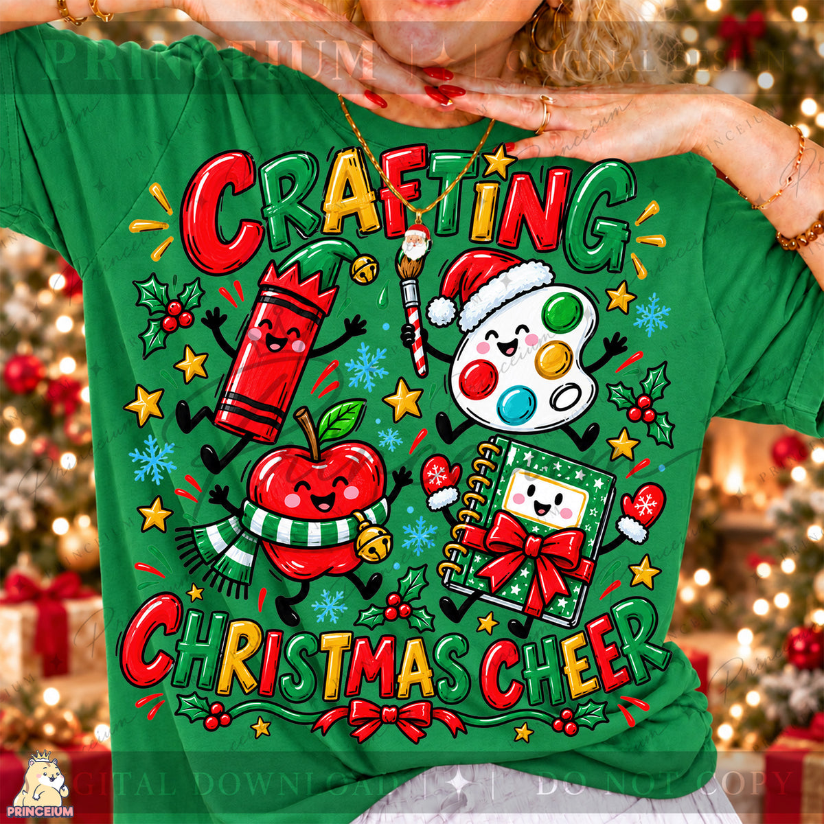 Crafting Christmas Cheer PNG Cute Art Supplies Teacher Holiday Design