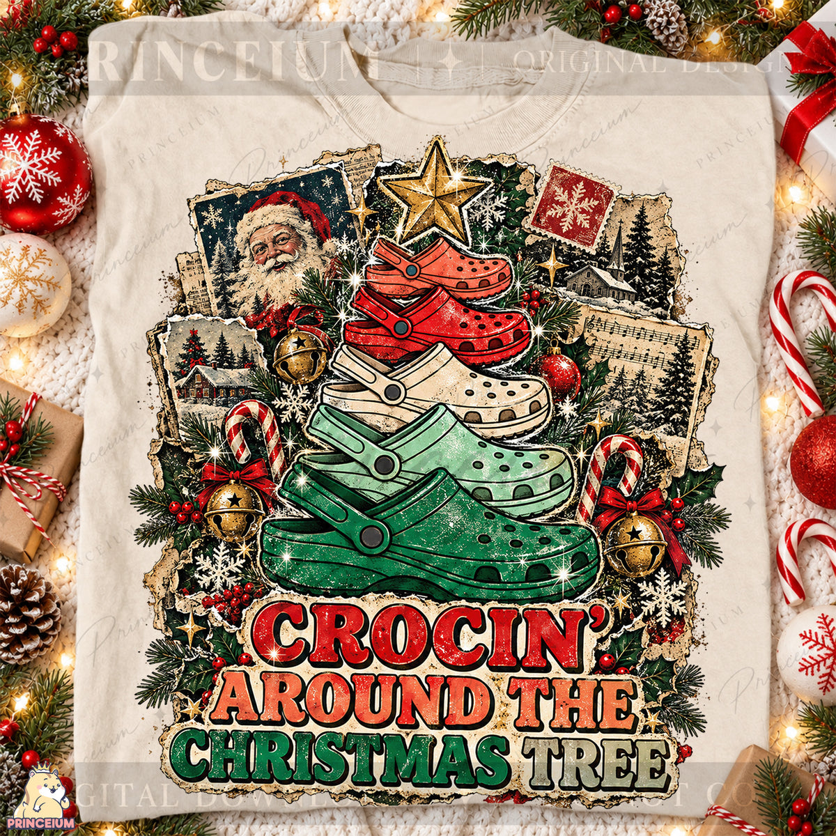 Crocin’ Around the Christmas Tree PNG Vintage Holiday Design