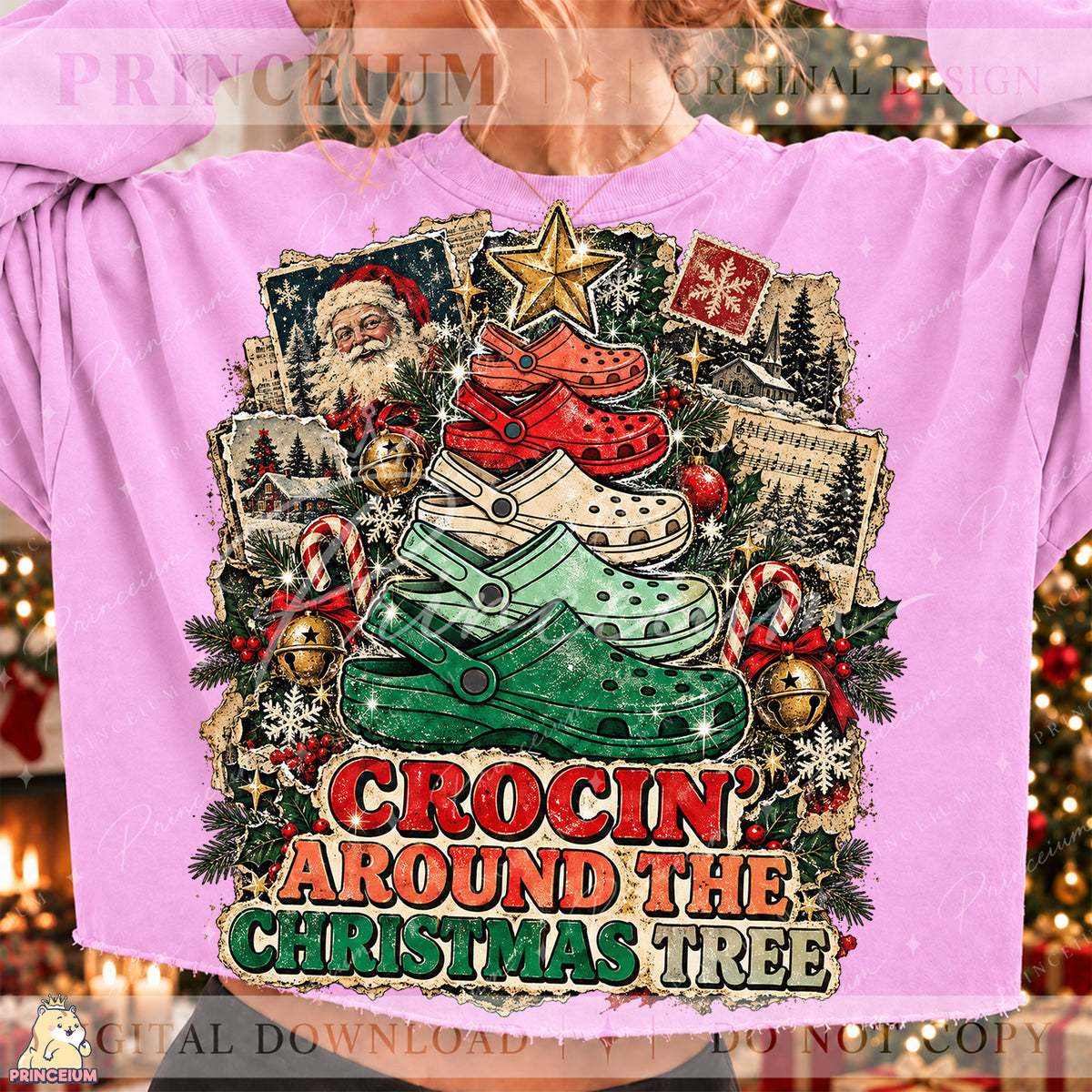 Crocin’ Around the Christmas Tree PNG Vintage Holiday Design