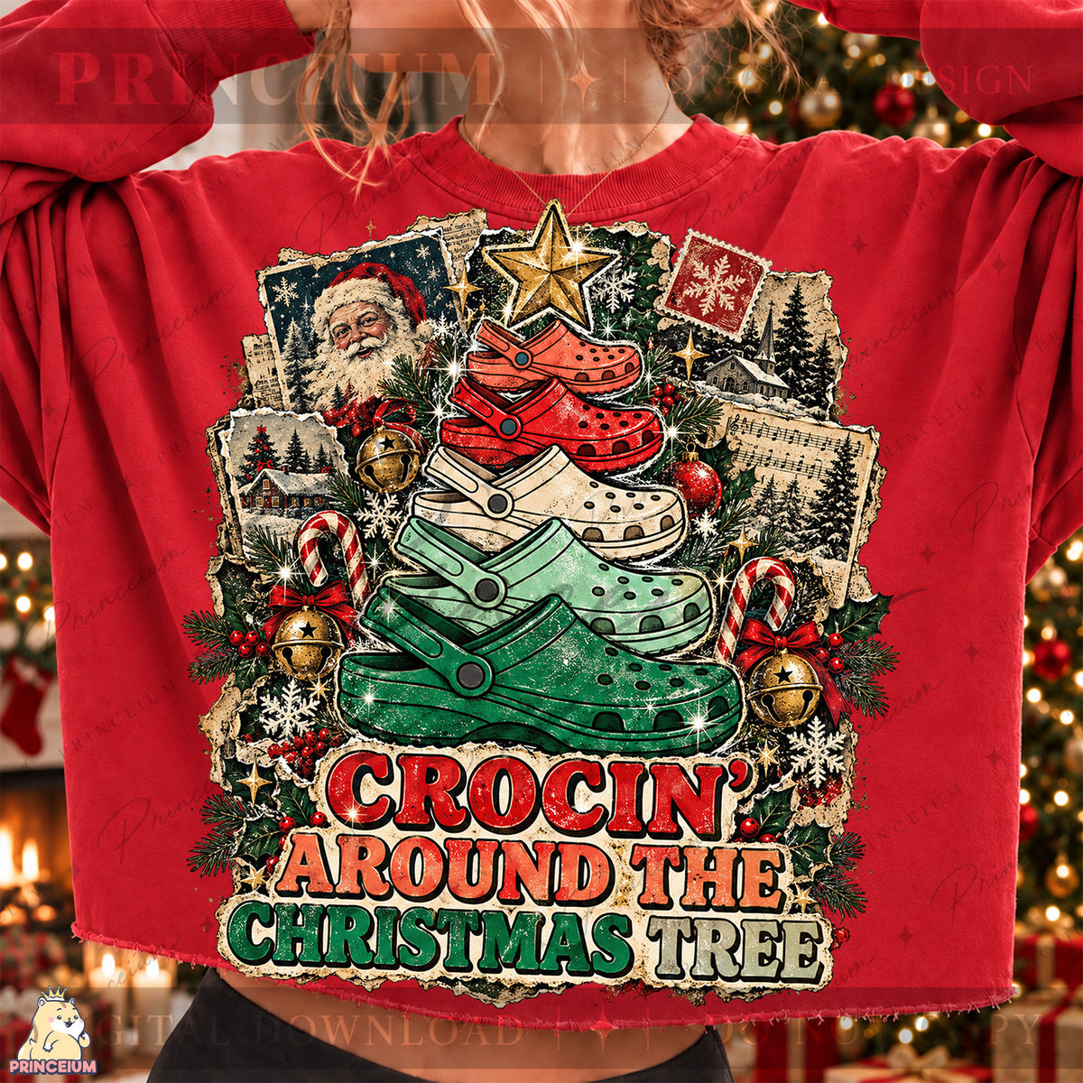 Crocin’ Around the Christmas Tree PNG Vintage Holiday Design