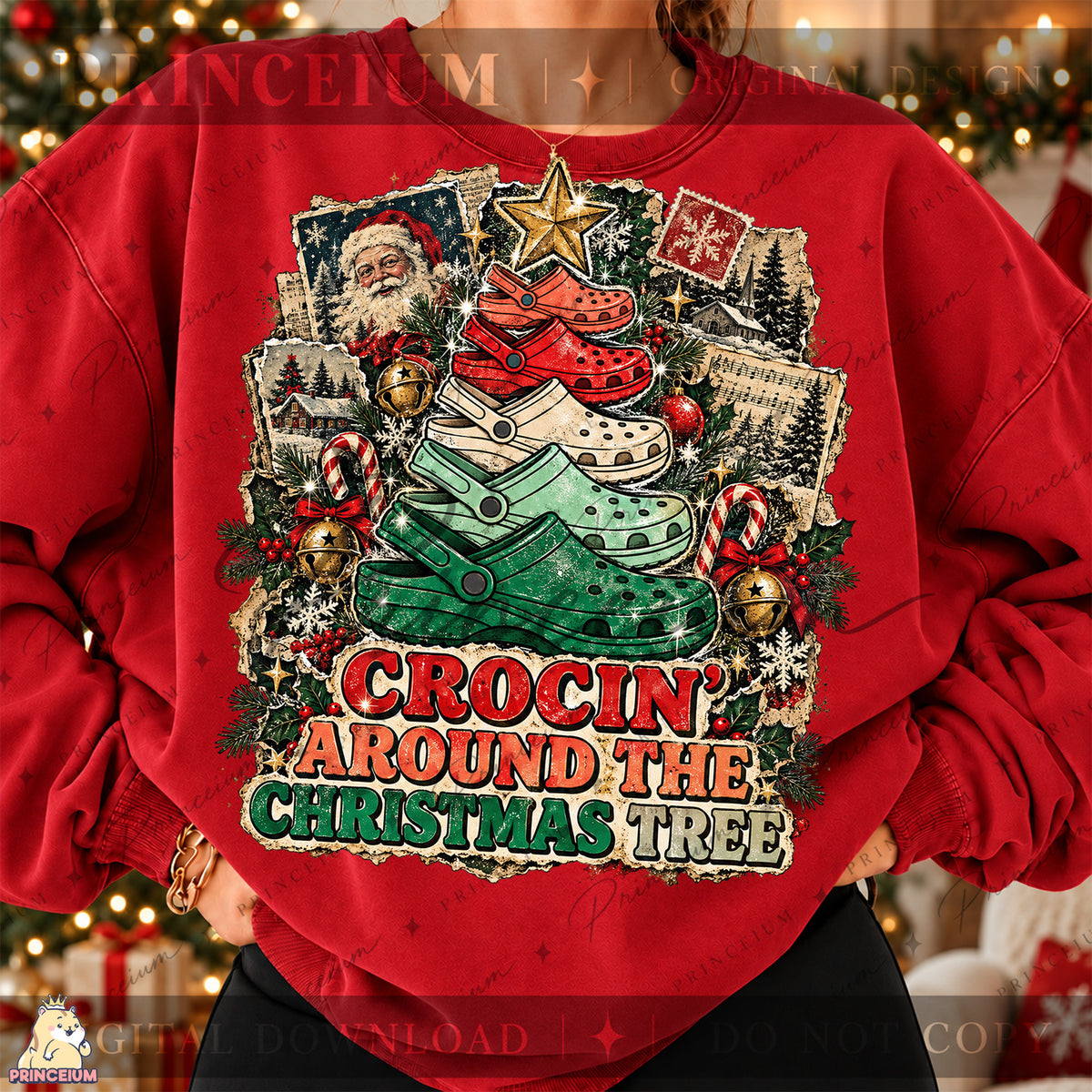 Crocin’ Around the Christmas Tree PNG Vintage Holiday Design