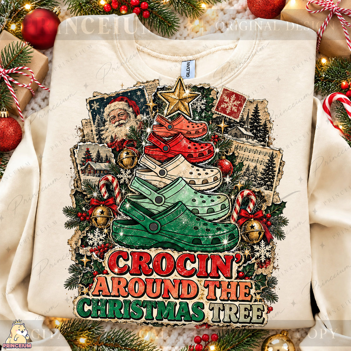 Crocin’ Around the Christmas Tree PNG Vintage Holiday Design