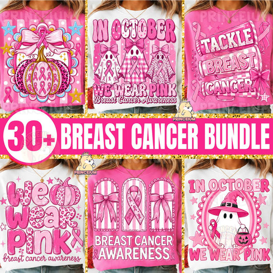 Breast Cancer Awareness PNG Bundle 30+ Pink Ribbon Designs | Digital Download