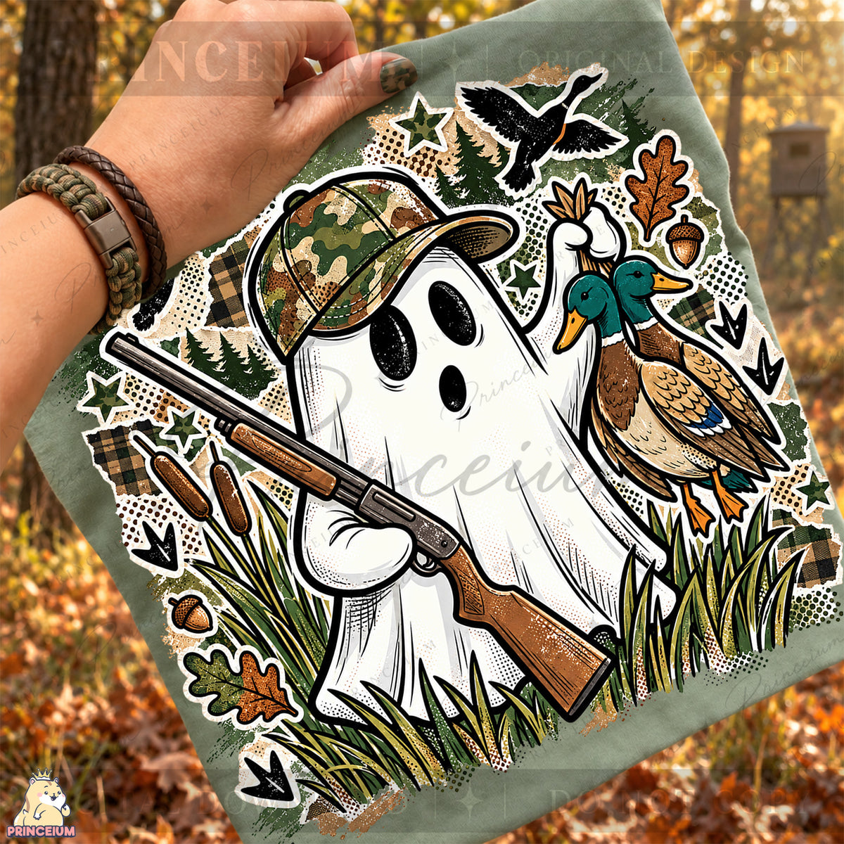 Duck Hunting Ghost PNG Camo Hat & Ducks Rustic Fall Design