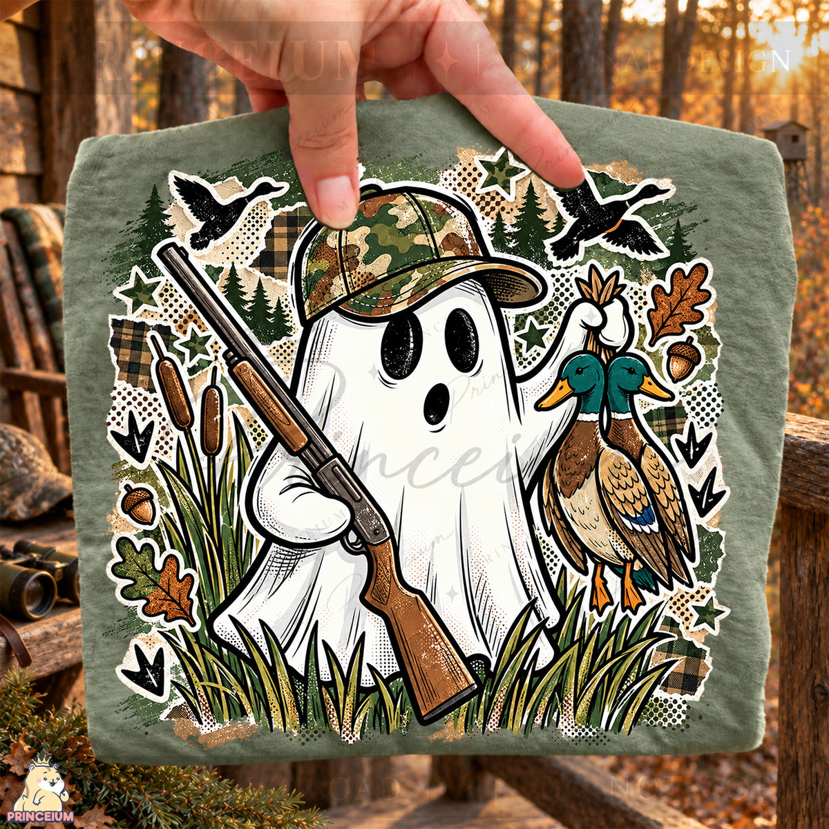 Duck Hunting Ghost PNG Camo Hat & Ducks Rustic Fall Design