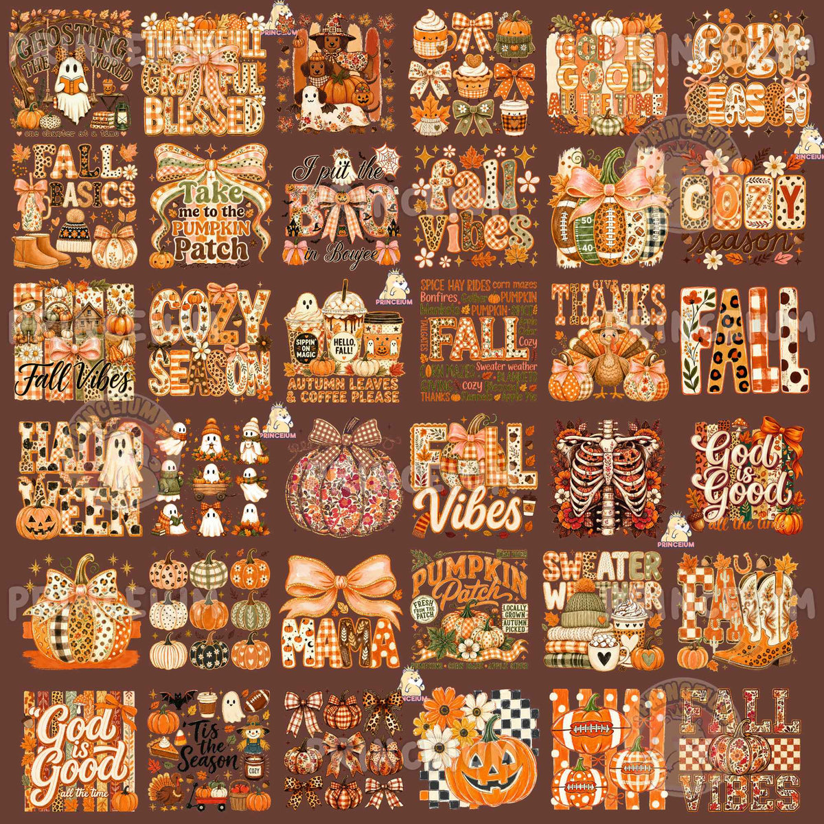 Fall Autumn PNG Bundle Pumpkins Bows & Western Seasonal Designs