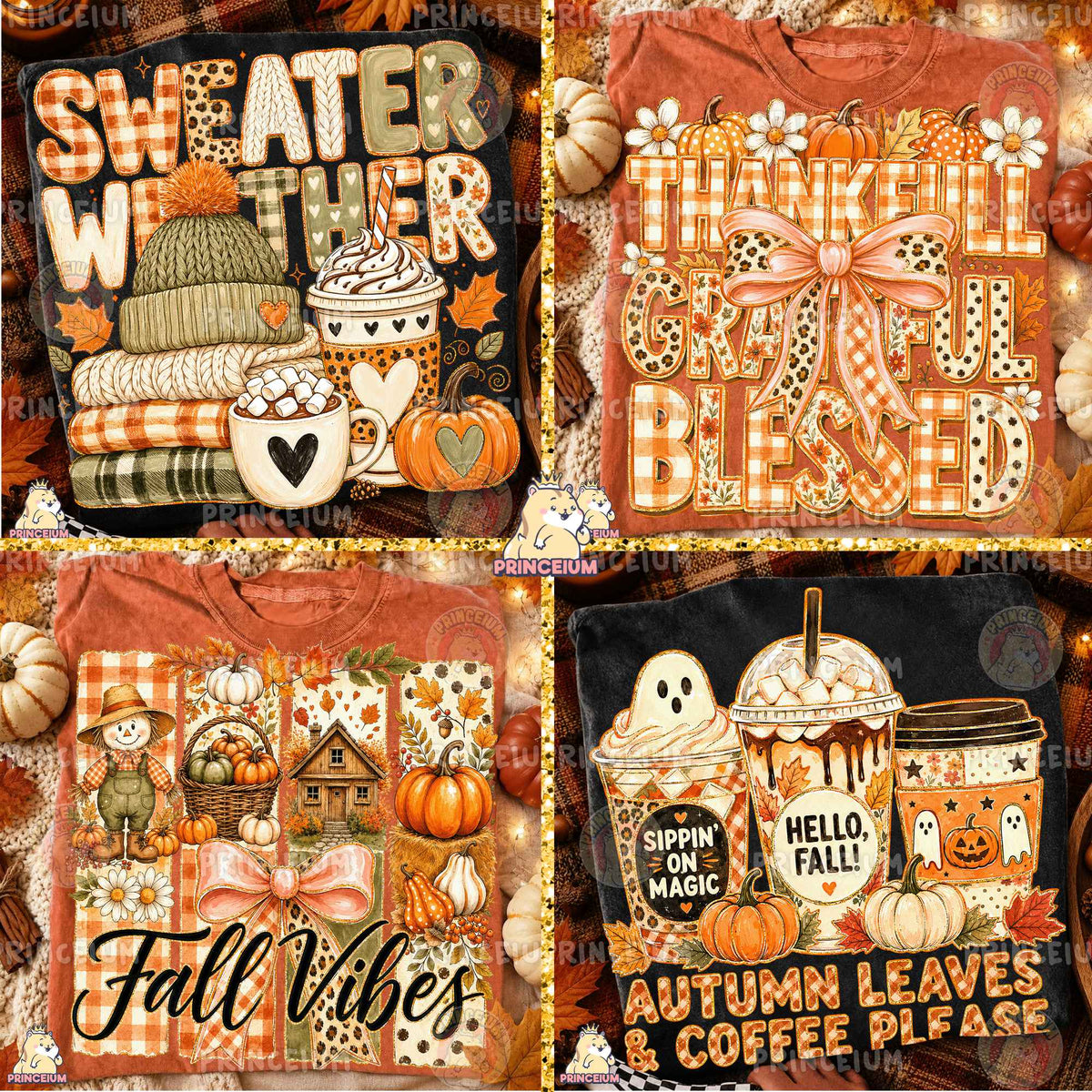 Fall Autumn PNG Bundle Pumpkins Bows & Western Seasonal Designs