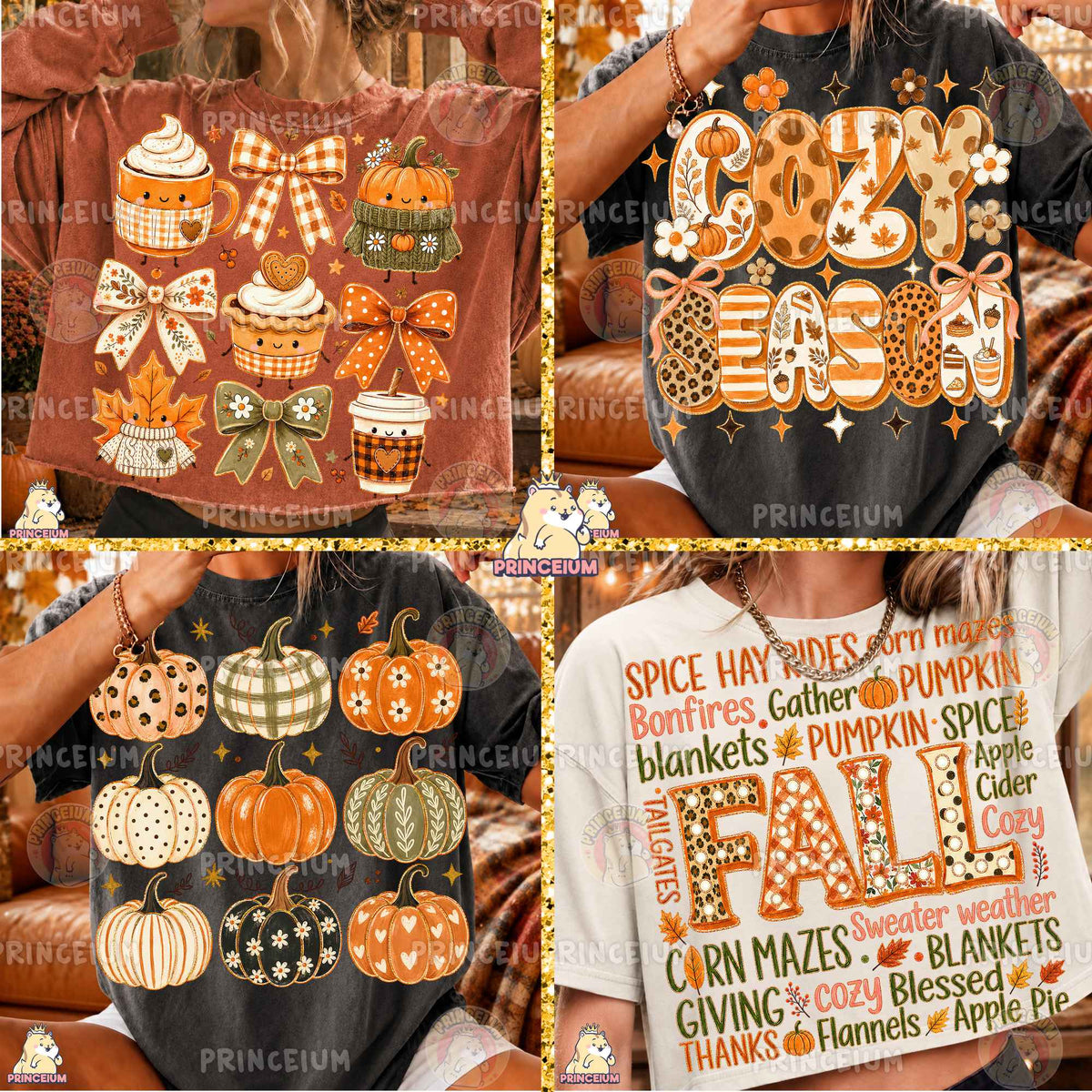 Fall Autumn PNG Bundle Pumpkins Bows & Western Seasonal Designs