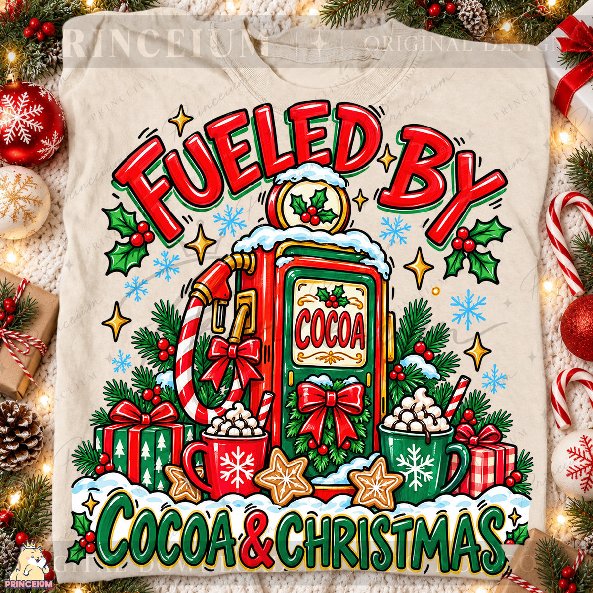 Fueled by Cocoa & Christmas PNG Hot Cocoa Pump Festive Holiday Design