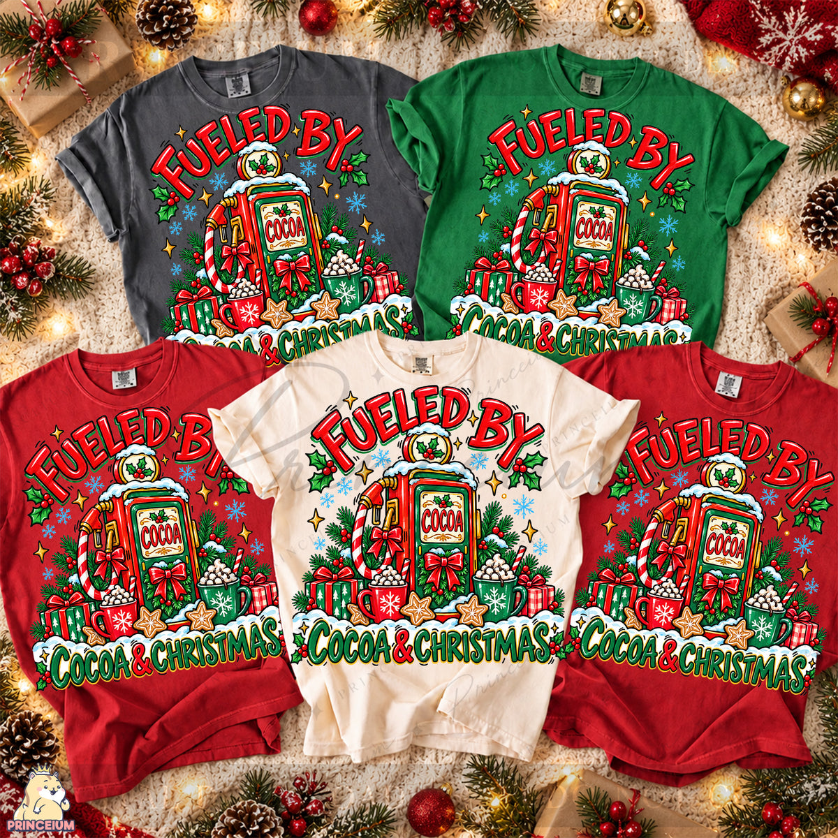 Fueled by Cocoa & Christmas PNG Hot Cocoa Pump Festive Holiday Design