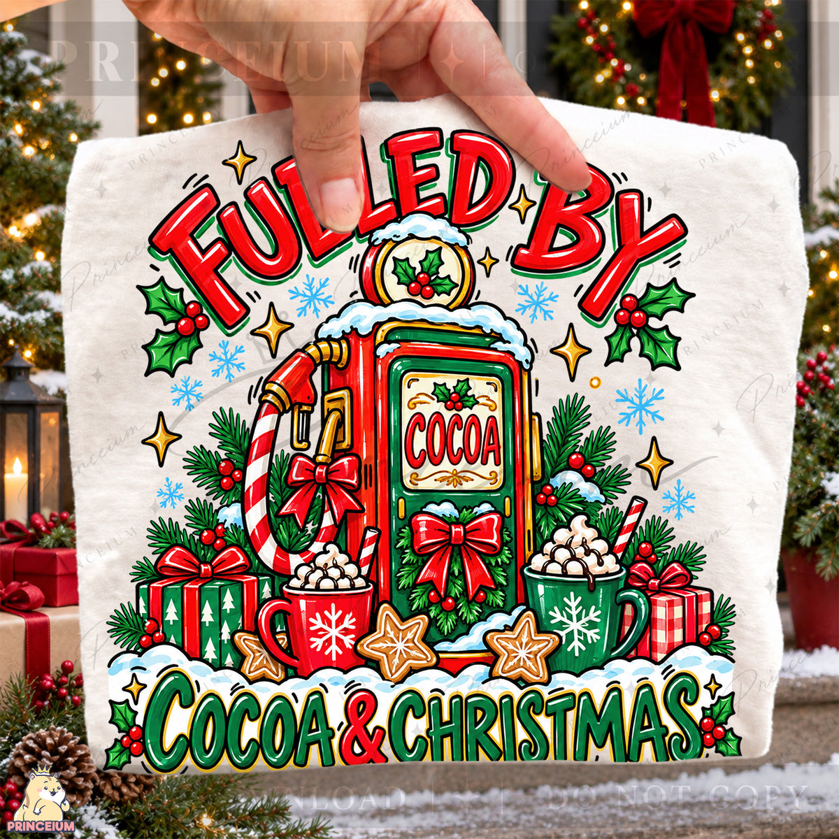 Fueled by Cocoa & Christmas PNG Hot Cocoa Pump Festive Holiday Design