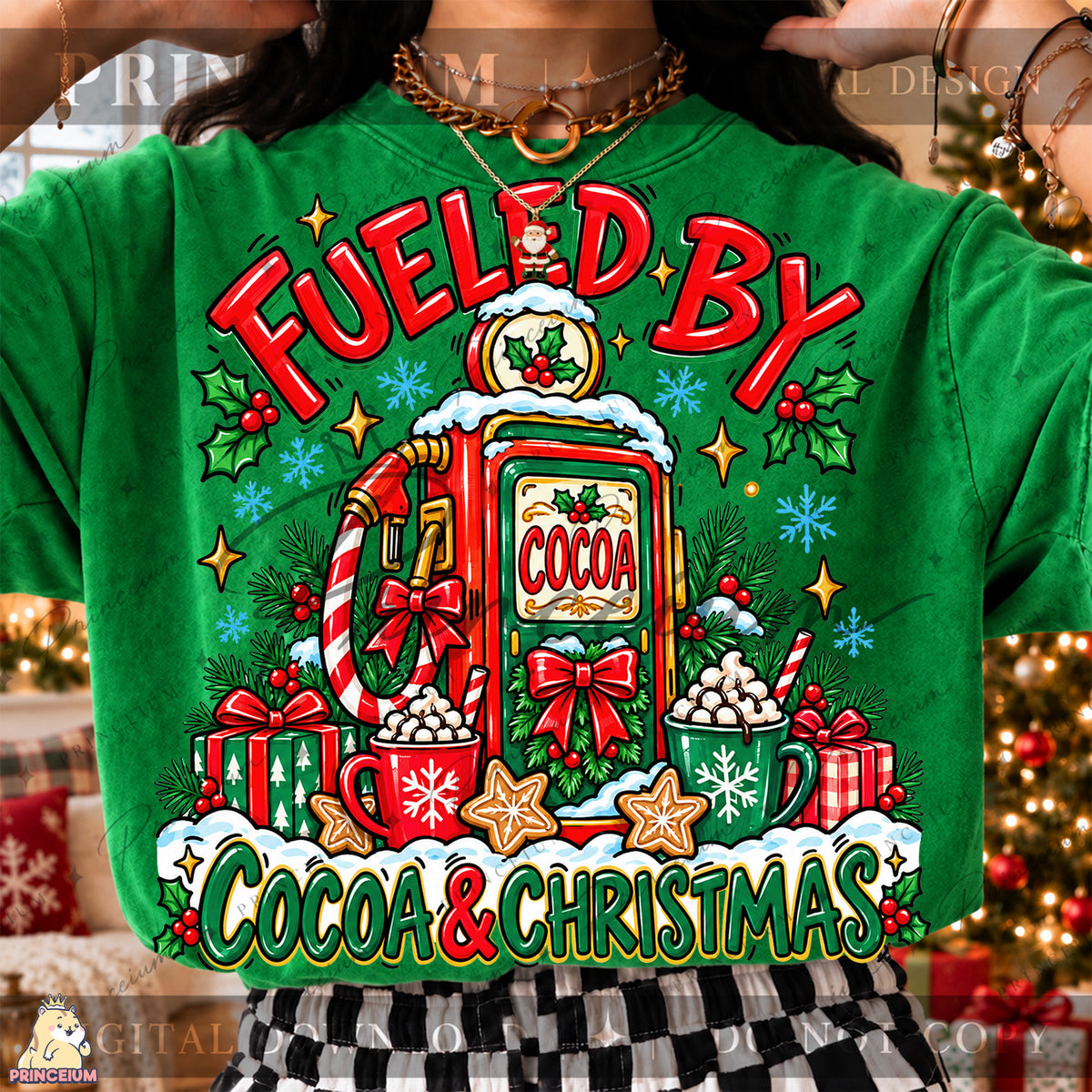 Fueled by Cocoa & Christmas PNG Hot Cocoa Pump Festive Holiday Design