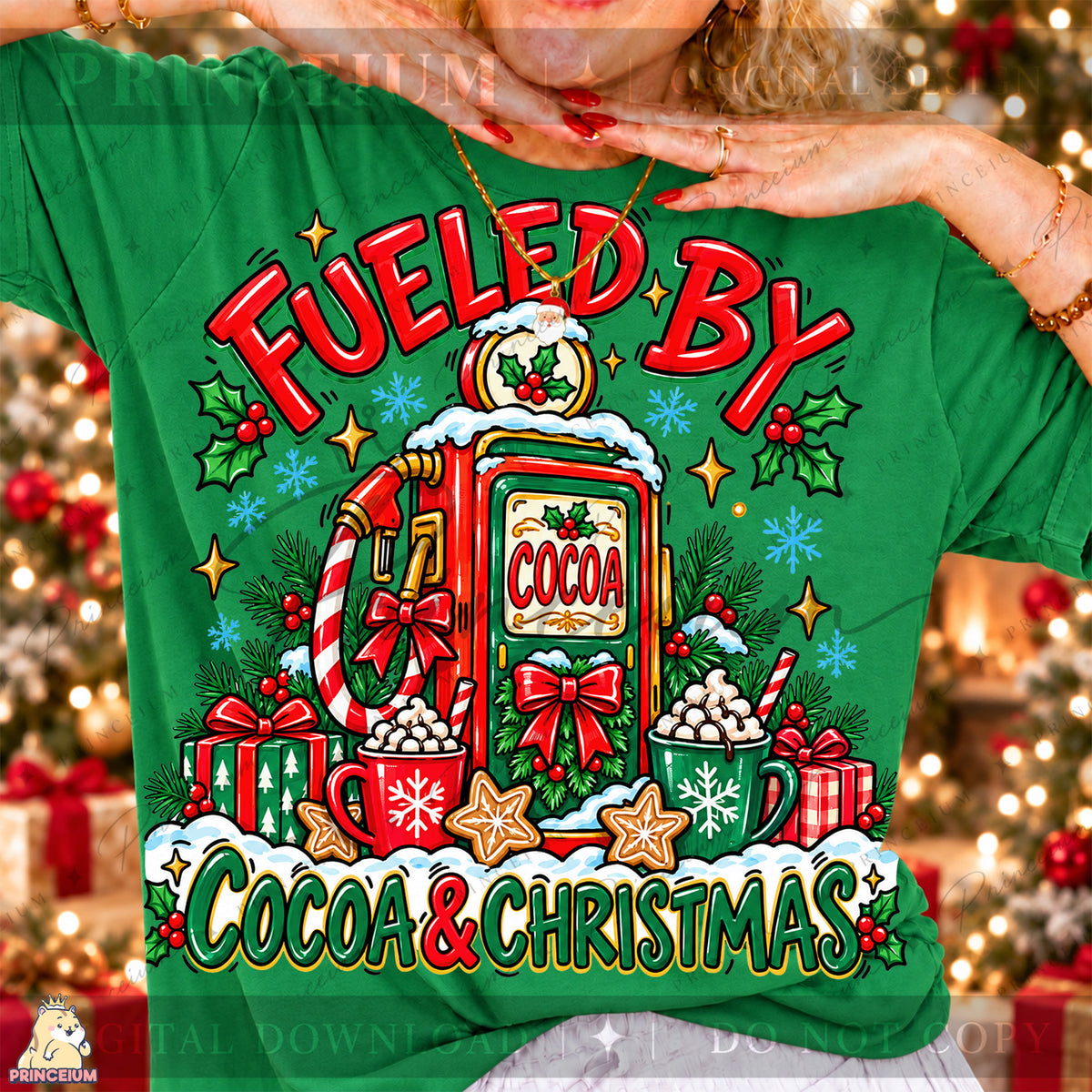 Fueled by Cocoa & Christmas PNG Hot Cocoa Pump Festive Holiday Design