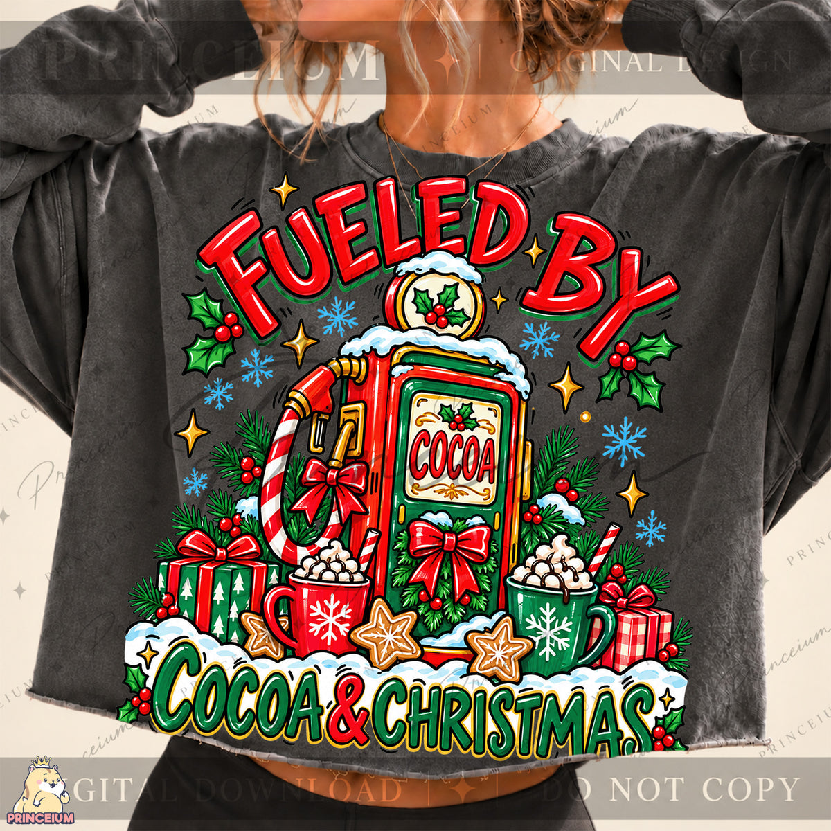 Fueled by Cocoa & Christmas PNG Hot Cocoa Pump Festive Holiday Design