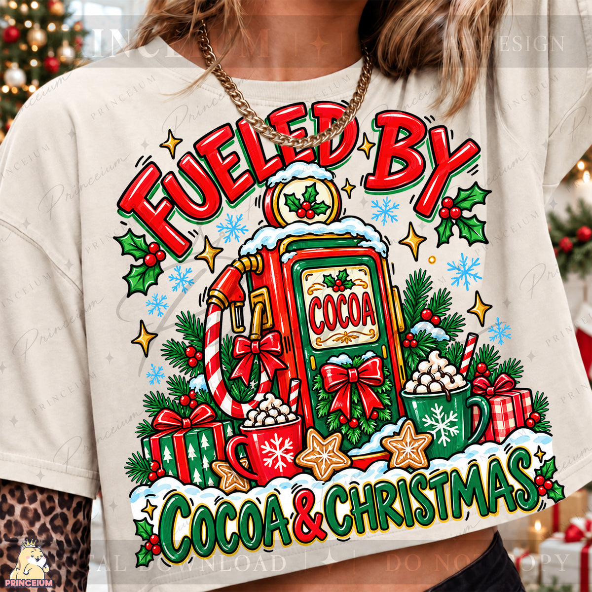 Fueled by Cocoa & Christmas PNG Hot Cocoa Pump Festive Holiday Design