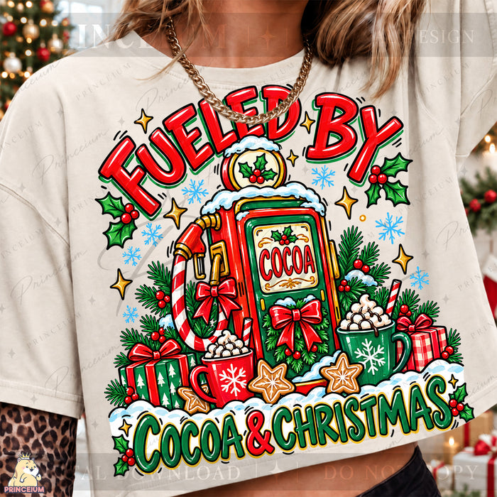 Fueled by Cocoa & Christmas PNG Hot Cocoa Pump Festive Holiday Design