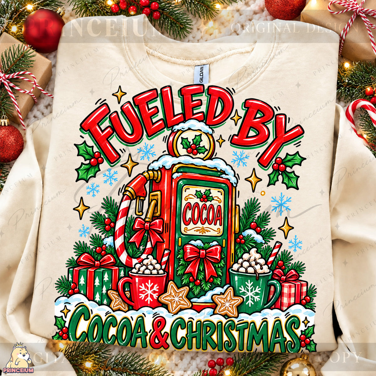 Fueled by Cocoa & Christmas PNG Hot Cocoa Pump Festive Holiday Design