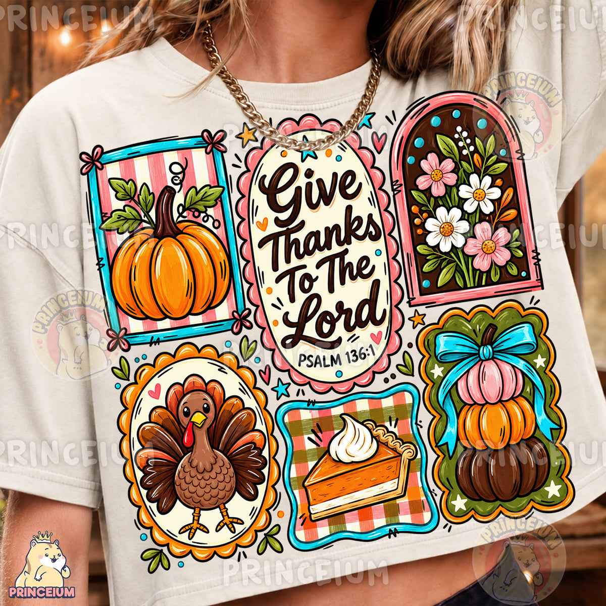 Give Thanks to the Lord PNG Preppy Christian Thanksgiving Design
