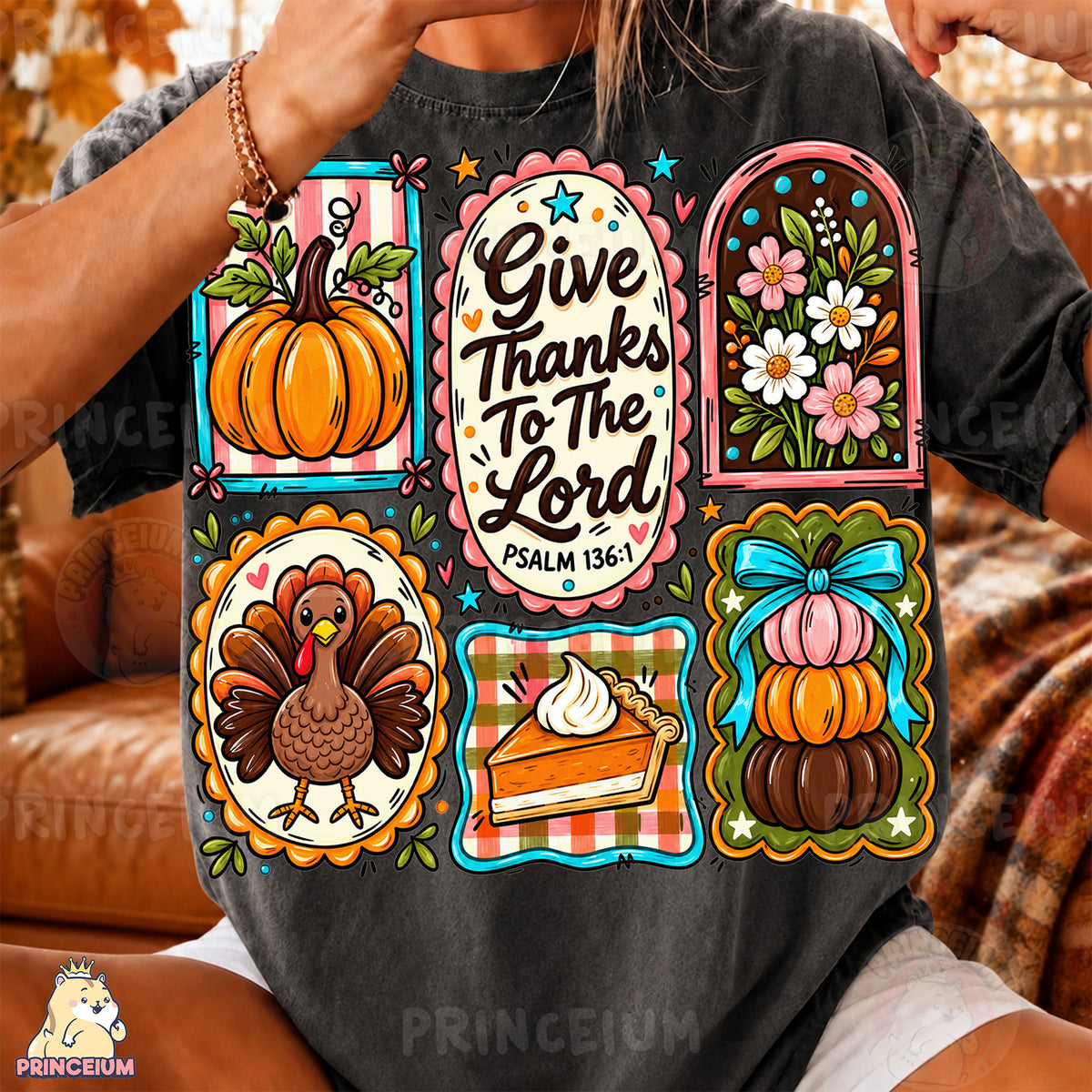 Give Thanks to the Lord PNG Preppy Christian Thanksgiving Design