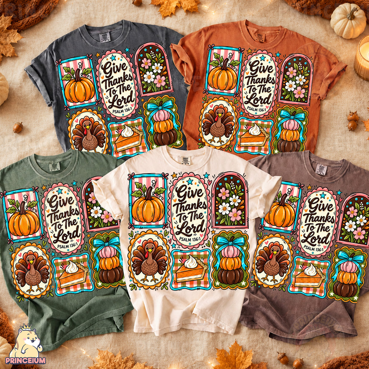 Give Thanks to the Lord PNG Preppy Christian Thanksgiving Design
