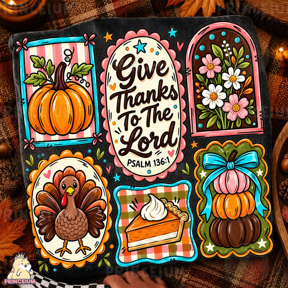 Give Thanks to the Lord PNG Preppy Christian Thanksgiving Design