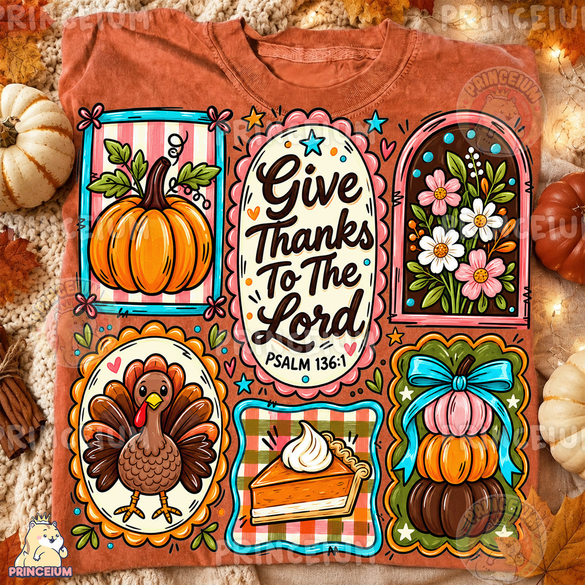 Give Thanks to the Lord PNG Preppy Christian Thanksgiving Design