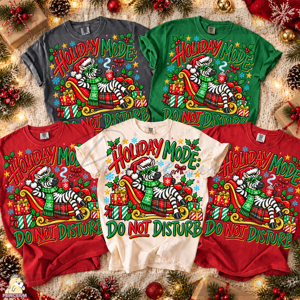 Holiday Mode Do Not Disturb Christmas PNG Zebra in Sleigh Funny Holiday Design