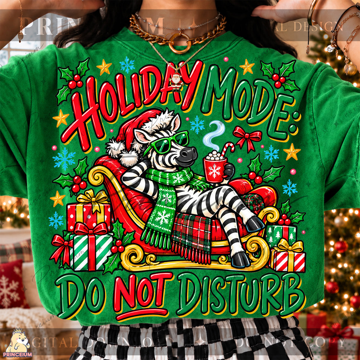 Holiday Mode Do Not Disturb Christmas PNG Zebra in Sleigh Funny Holiday Design