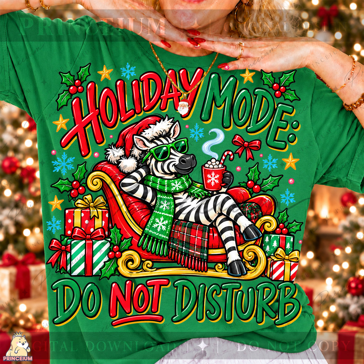 Holiday Mode Do Not Disturb Christmas PNG Zebra in Sleigh Funny Holiday Design