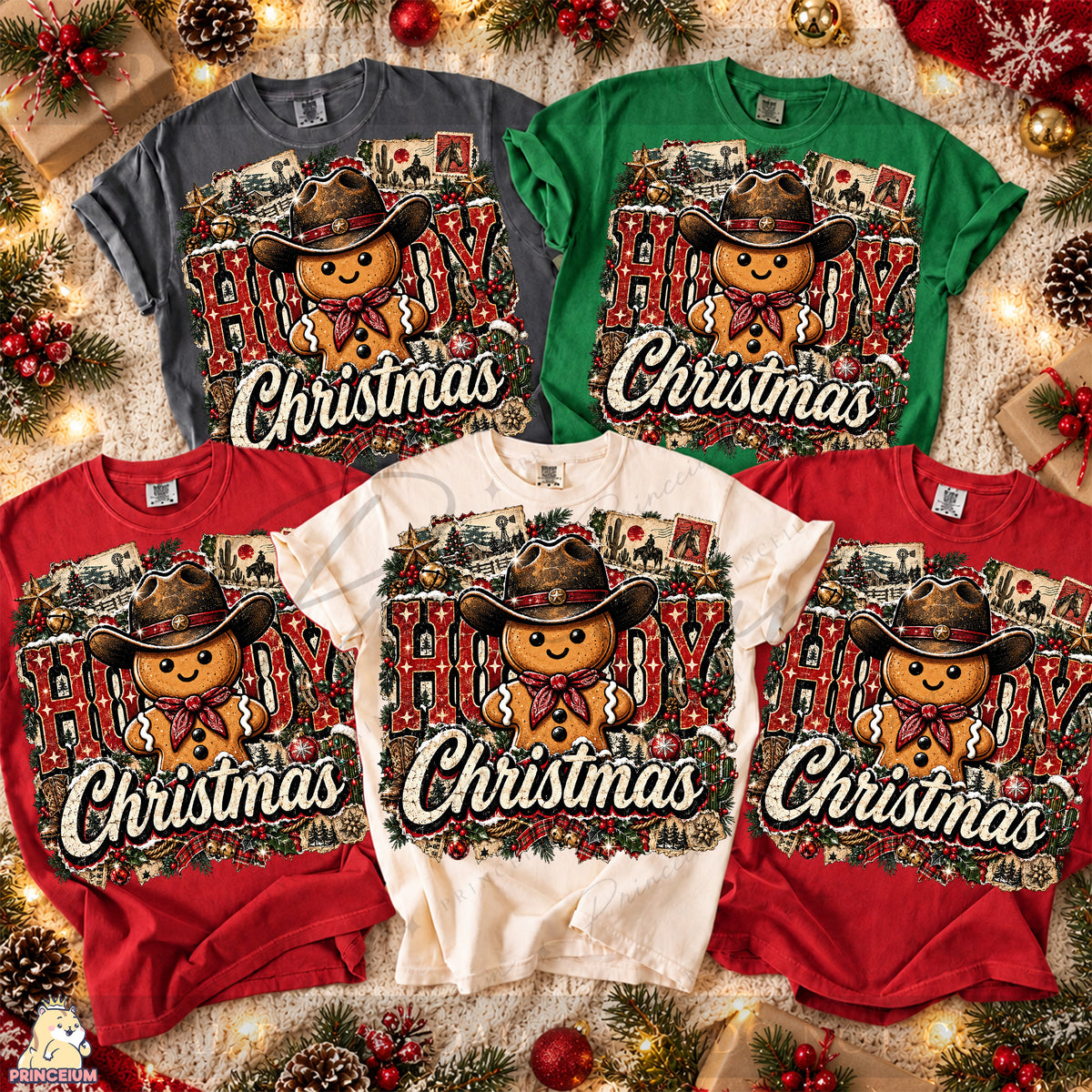 Howdy Christmas PNG Gingerbread Cowboy Vintage Western Holiday Design