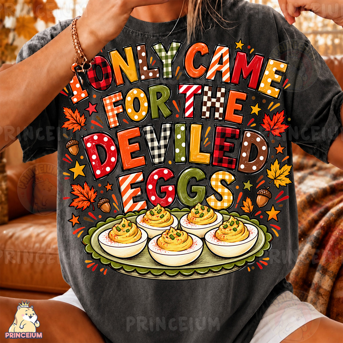 I Only Came for the Deviled Eggs PNG Funny Preppy Thanksgiving Design