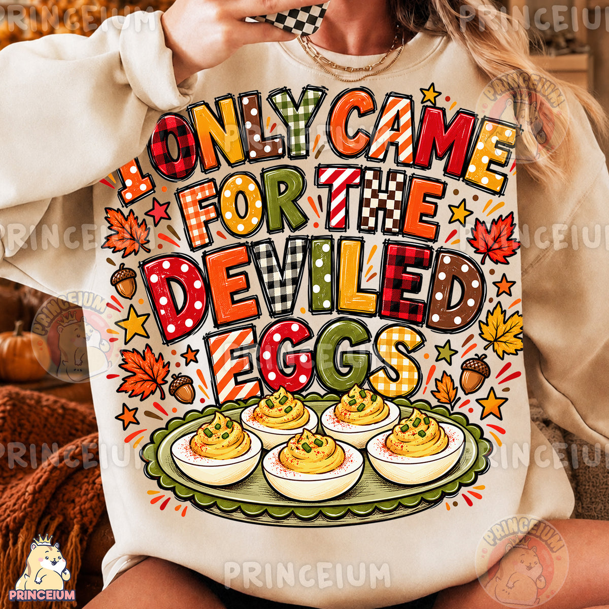 I Only Came for the Deviled Eggs PNG Funny Preppy Thanksgiving Design