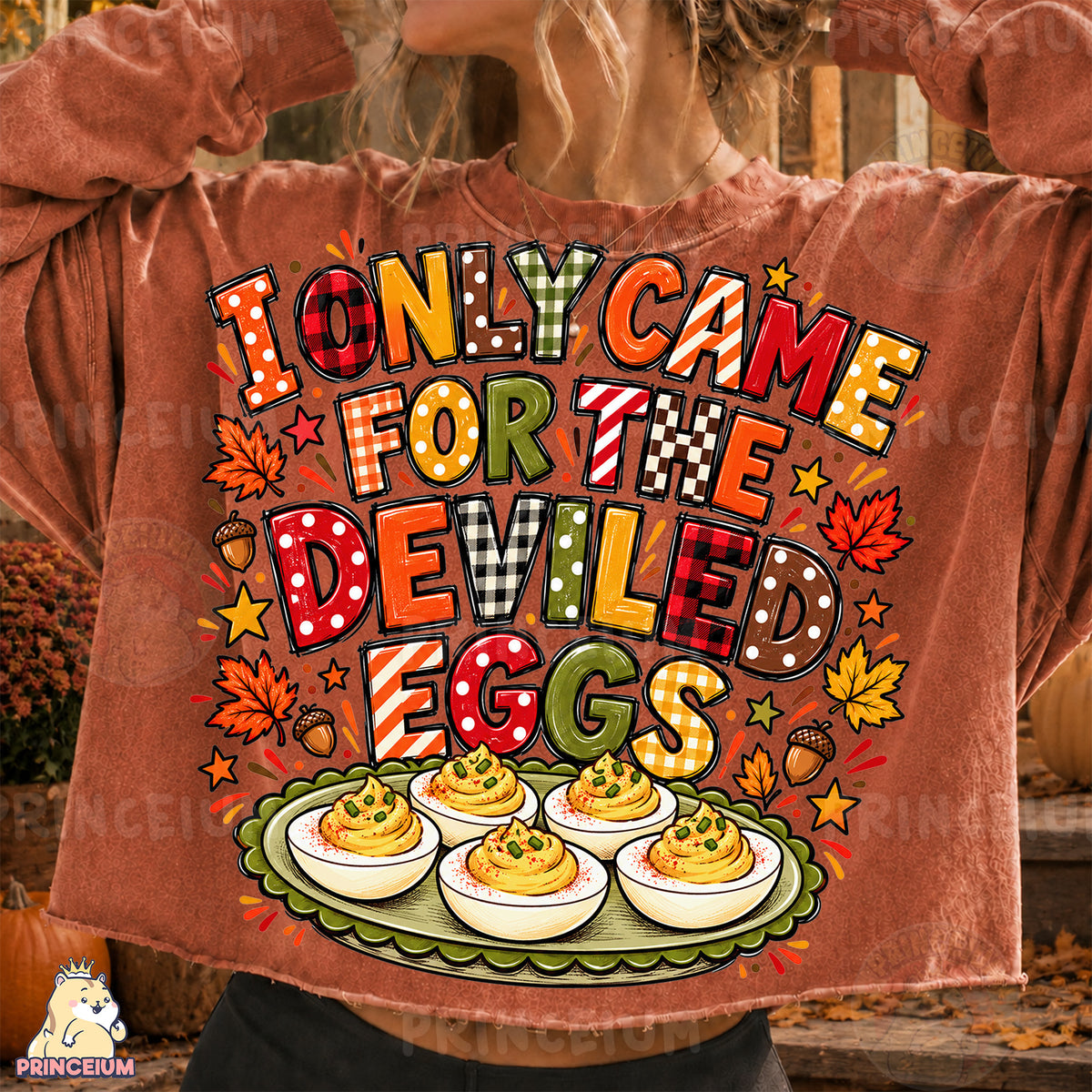 I Only Came for the Deviled Eggs PNG Funny Preppy Thanksgiving Design