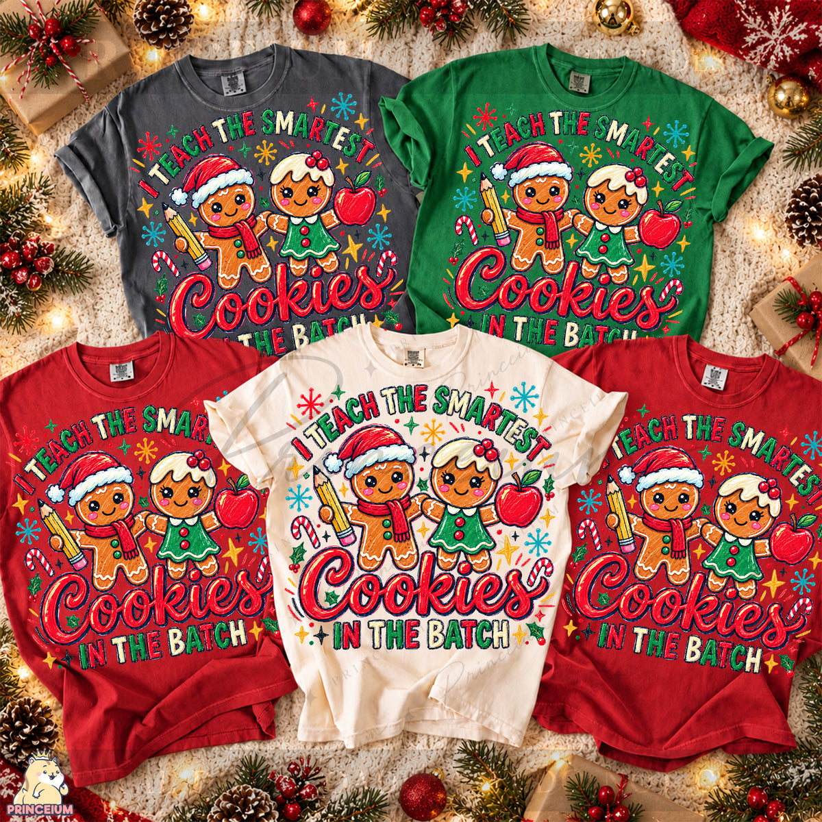 I Teach the Smartest Cookies in the Batch Christmas PNG Gingerbread Teacher Holiday Design