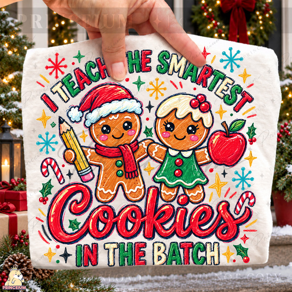 I Teach the Smartest Cookies in the Batch Christmas PNG Gingerbread Teacher Holiday Design