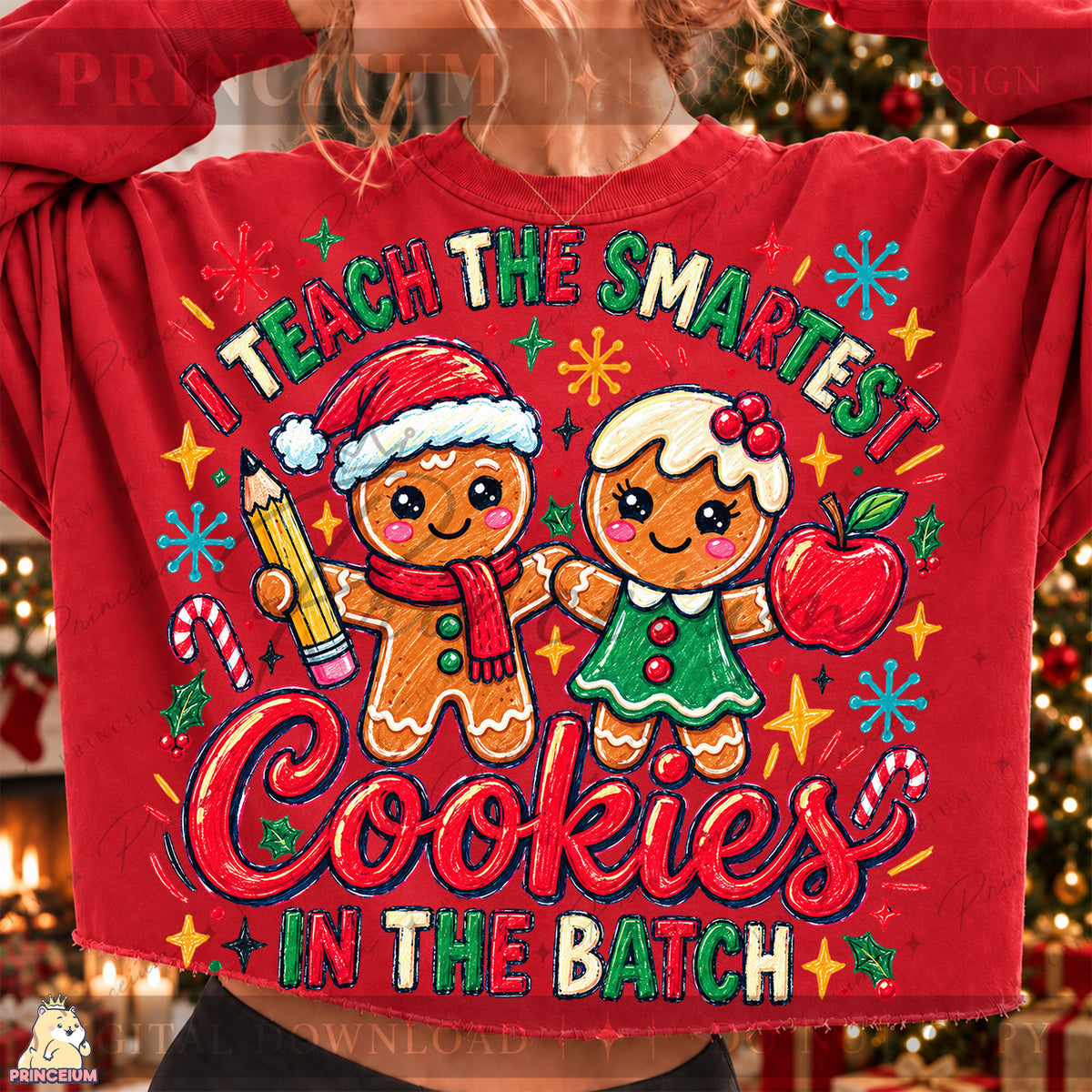 I Teach the Smartest Cookies in the Batch Christmas PNG Gingerbread Teacher Holiday Design