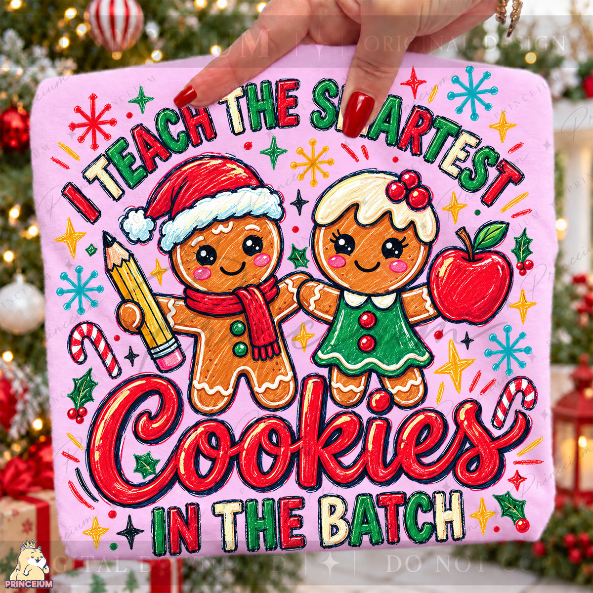 I Teach the Smartest Cookies in the Batch Christmas PNG Gingerbread Teacher Holiday Design