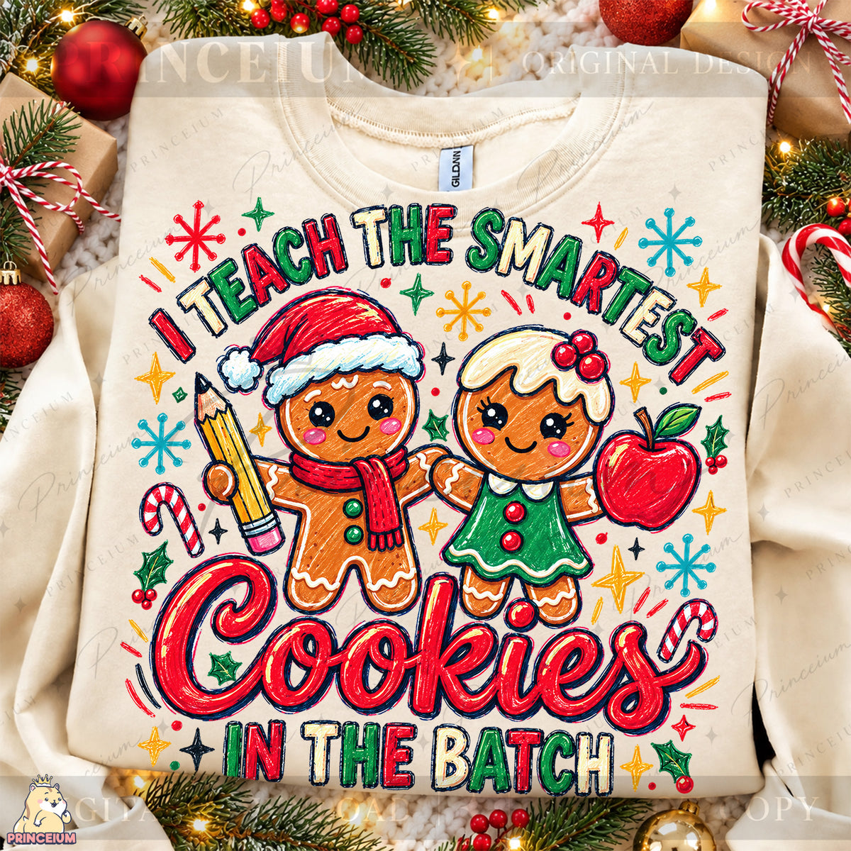 I Teach the Smartest Cookies in the Batch Christmas PNG Gingerbread Teacher Holiday Design