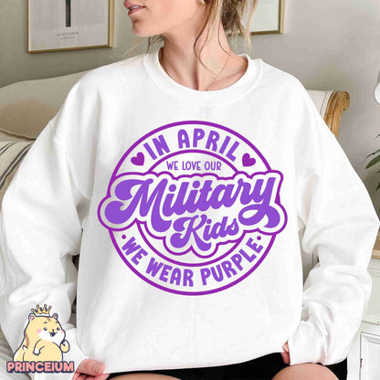 In April We Love Our. Military Kids We Wear Purple Png, Month of the Miliary Child Png, Military Kids, Military Child Awareness