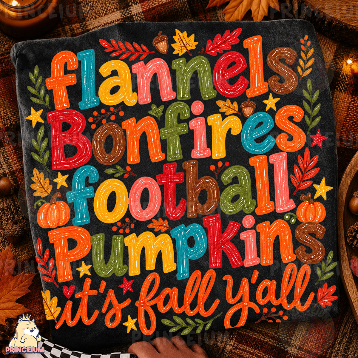 It’s Fall Y’all PNG Colorful Crayon Autumn Lettering Design