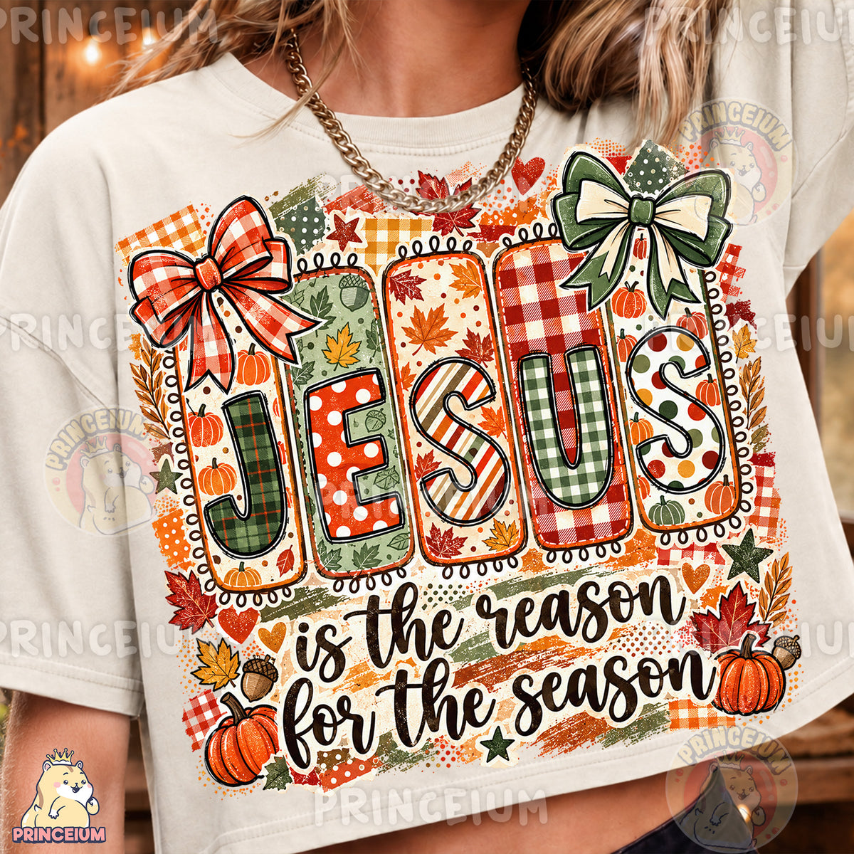 Jesus Is the Reason for the Season PNG Preppy Christian Fall Design