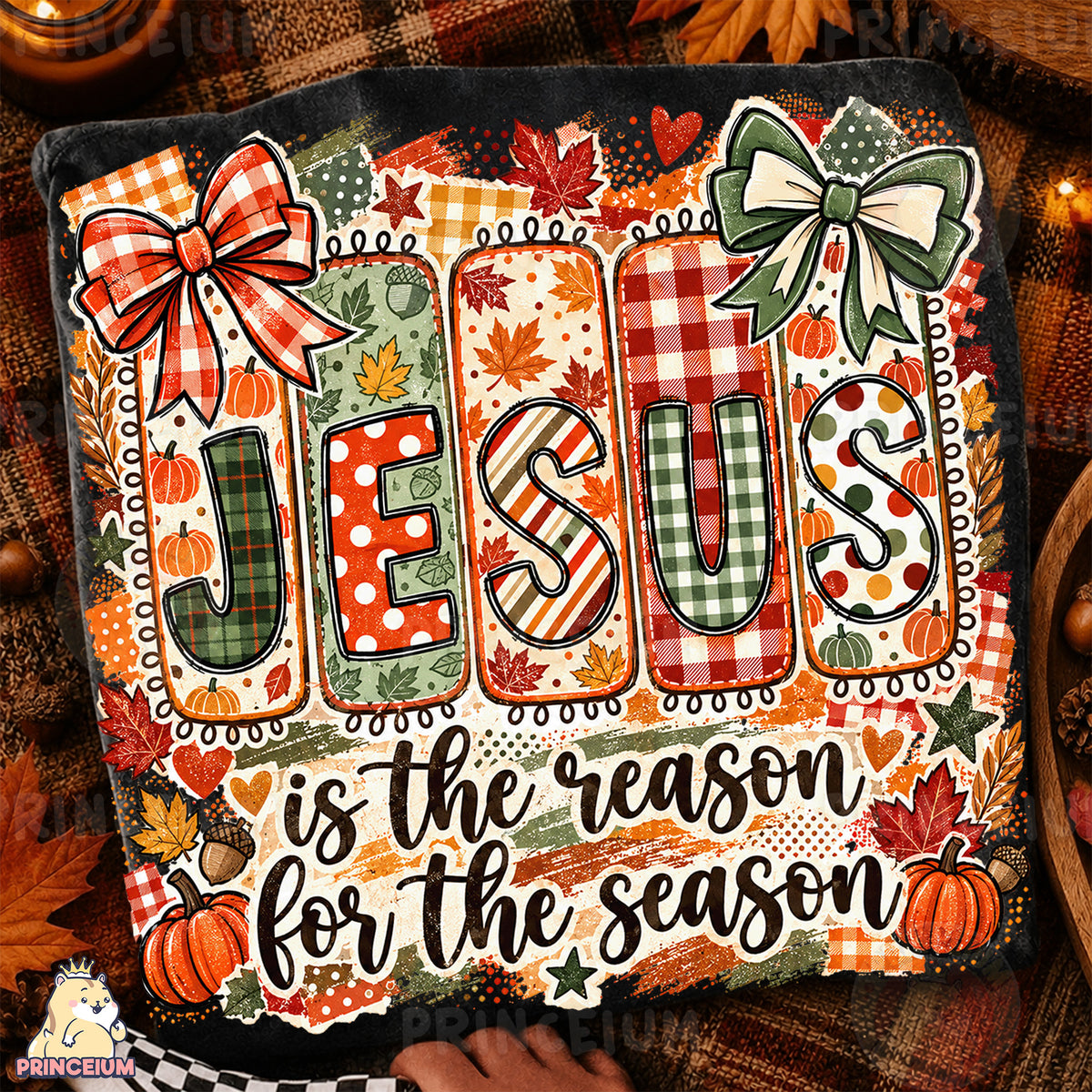 Jesus Is the Reason for the Season PNG Preppy Christian Fall Design