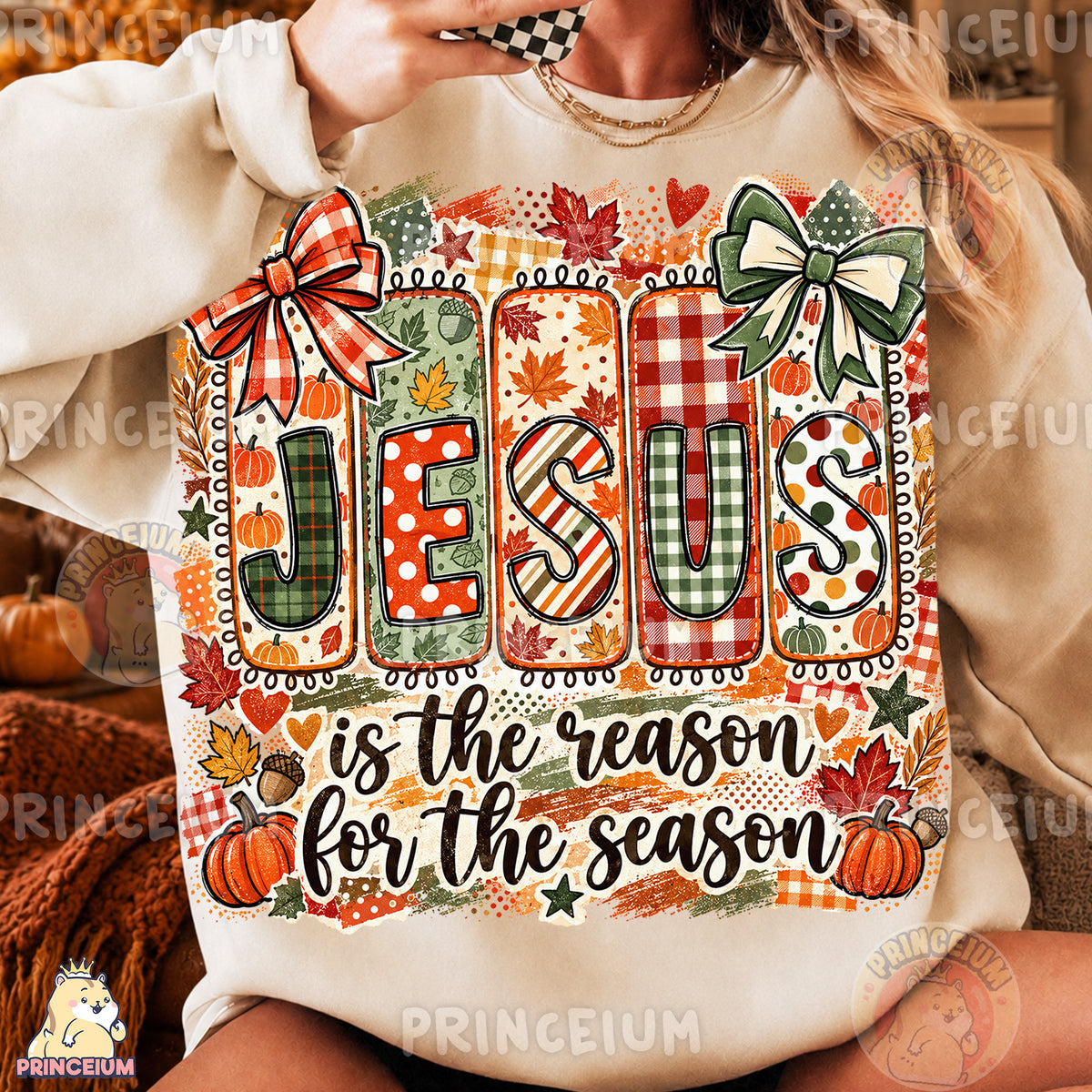 Jesus Is the Reason for the Season PNG Preppy Christian Fall Design