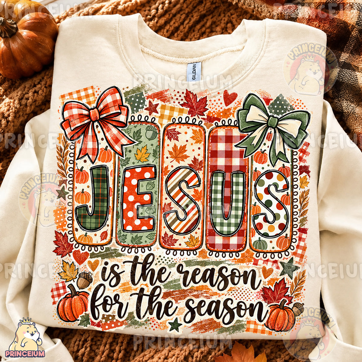Jesus Is the Reason for the Season PNG Preppy Christian Fall Design