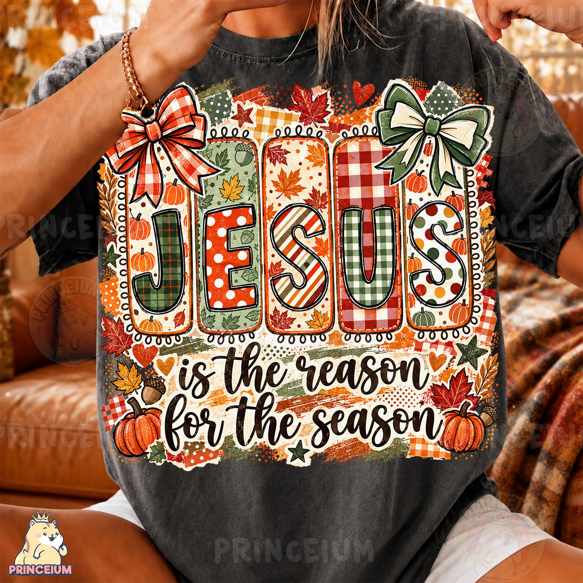 Jesus Is the Reason for the Season PNG Preppy Christian Fall Design